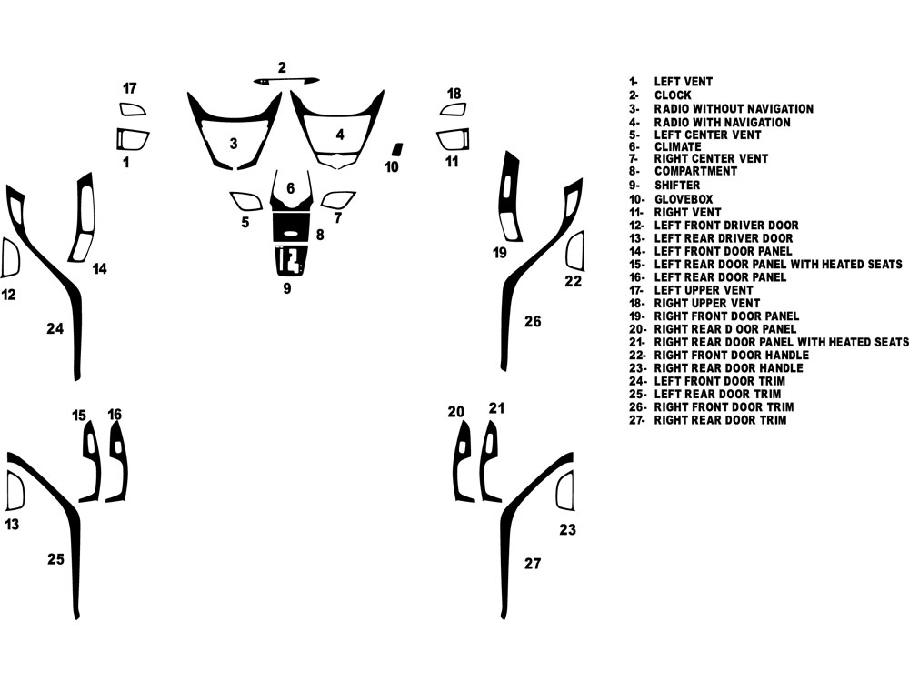 Hyundai Elantra Sedan 2011-2013 Dash Kit Diagram