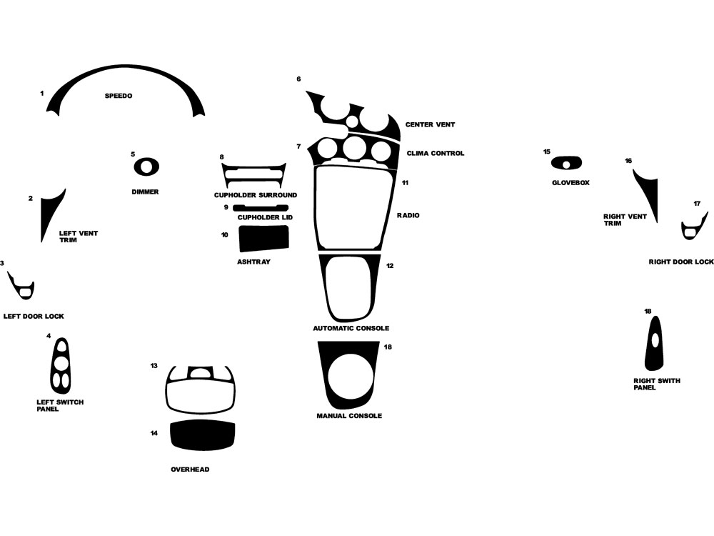 Hyundai Tiburon 2000-2002 Dash Kit Diagram