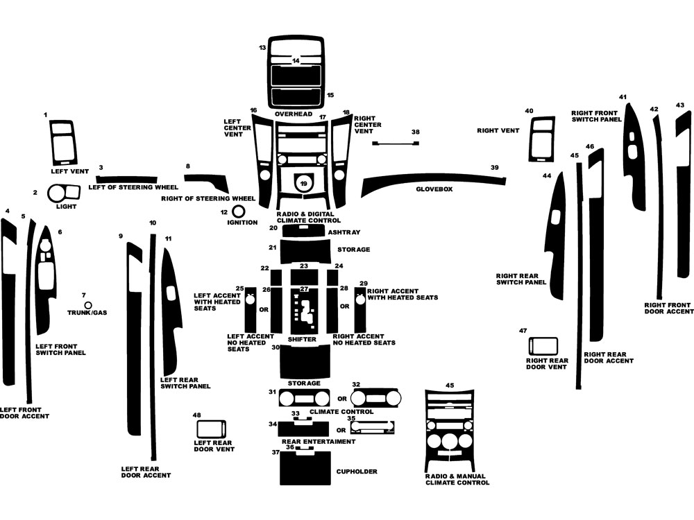 Hyundai Veracruz 2007-2012 Dash Kit Diagram