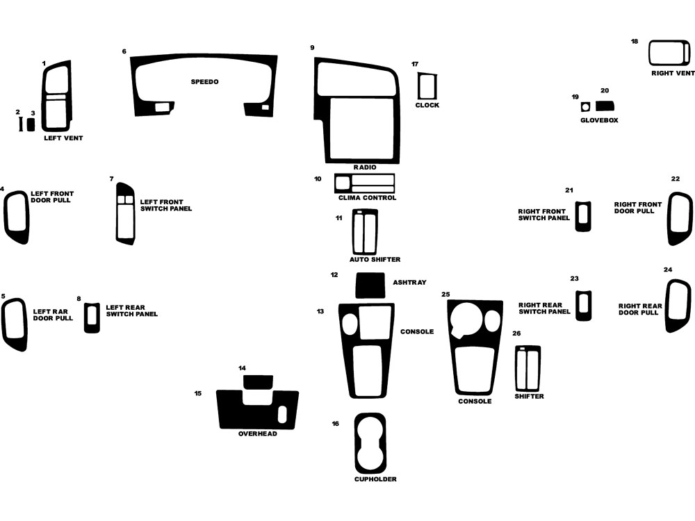 Infiniti G20 1999-2002 Dash Kit Diagram