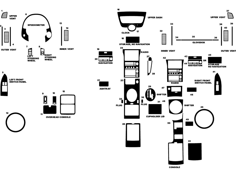 Infiniti G35 Coupe 2003-2004 Dash Kit Diagram