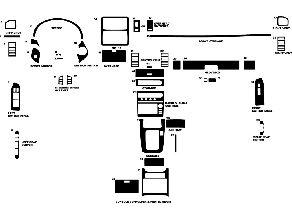 Infiniti G35 Coupe 2005-2006 Dash Kit Diagram