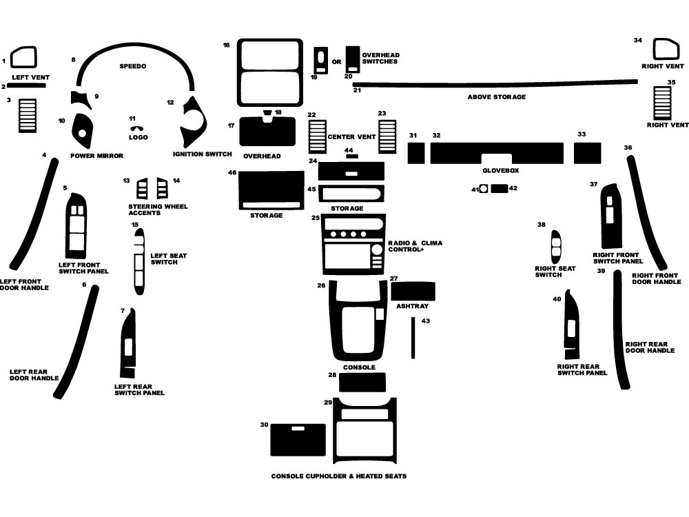 Infiniti G35 Sedan 2005-2006 Dash Kit Diagram