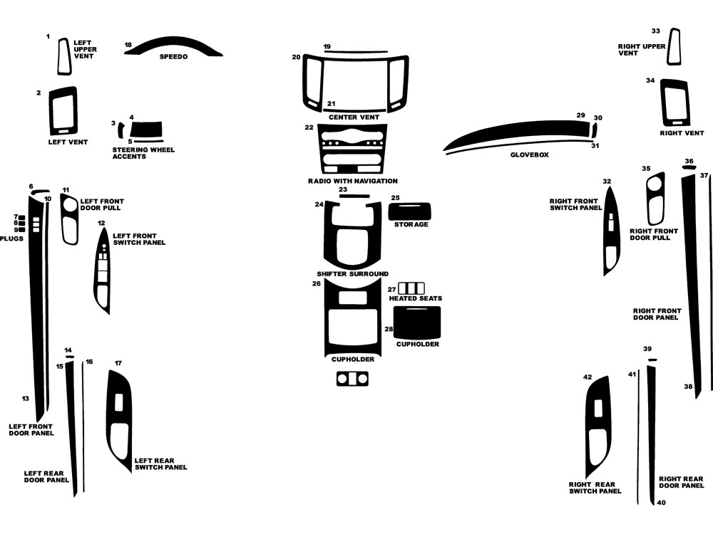 Infiniti G37 Sedan 2009 Dash Kit Diagram