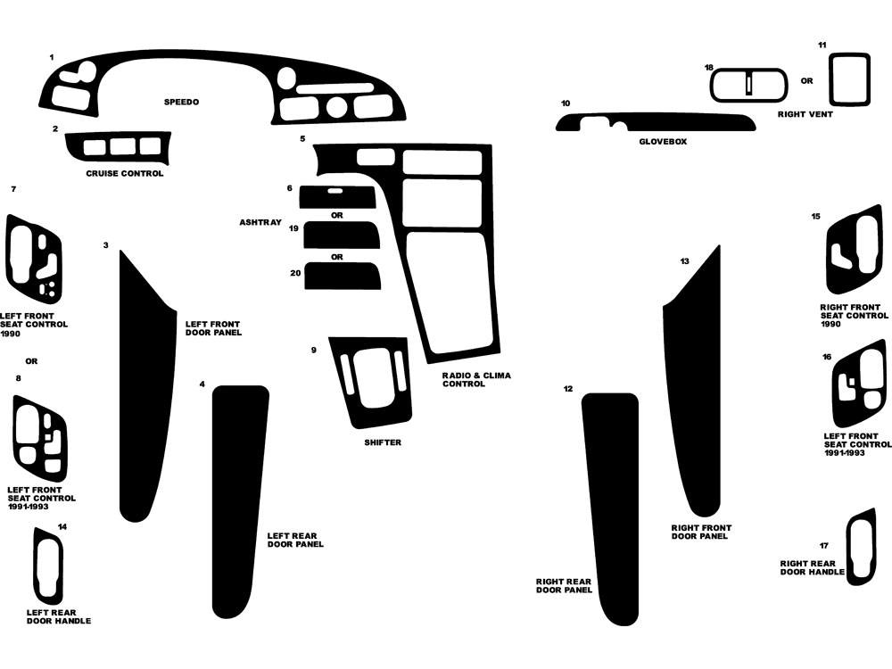 Infiniti Q45 1990-1996 Dash Kit Diagram