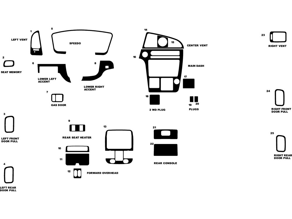 Infiniti QX4 2001-2003 Dash Kit Diagram