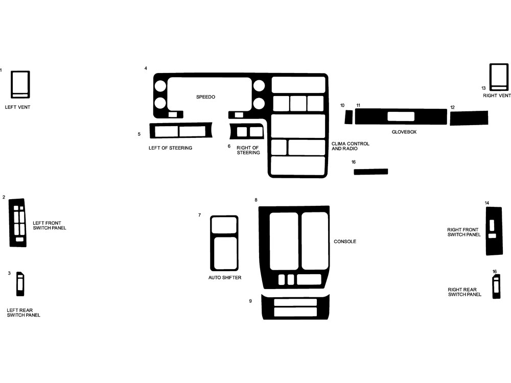 Isuzu Trooper 1992-1994 Dash Kit Diagram