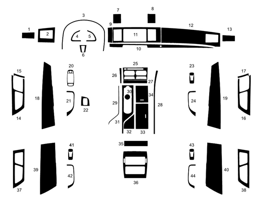 Jaguar XF-Type 2009-2015 Dash Kit Diagram