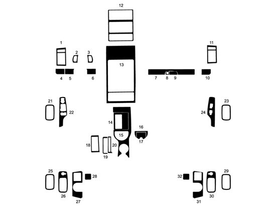 Jeep Cherokee 1997-2001 Sport Dash Kit Diagram