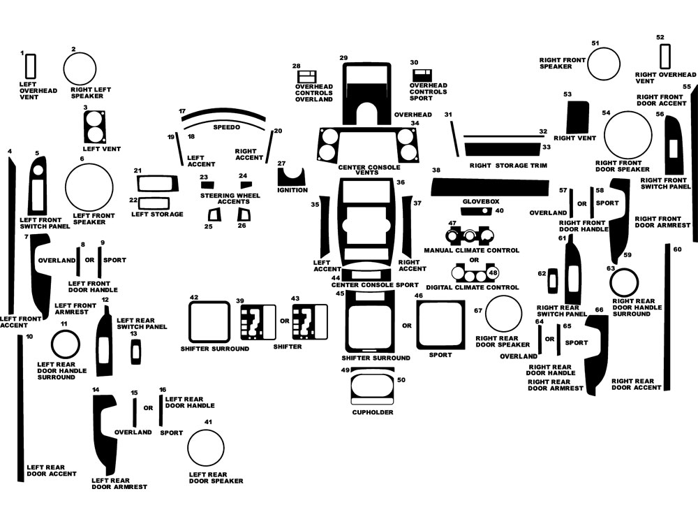 Jeep Commander 2008-2010 Dash Kit Diagram