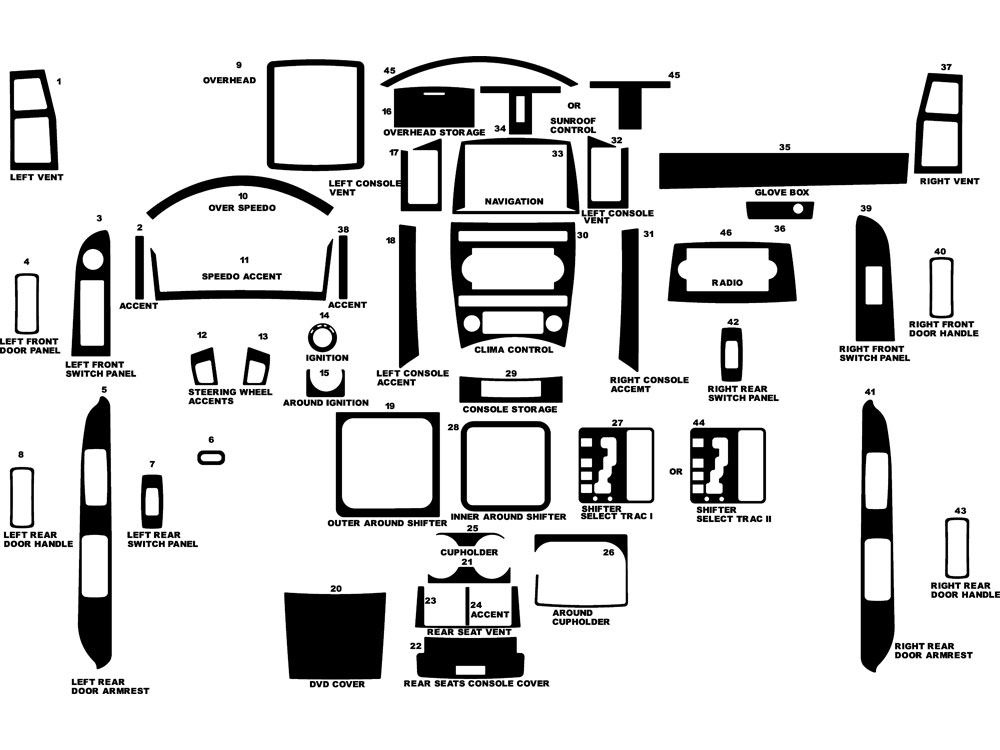 Jeep Grand Cherokee 2005-2007 Dash Kit Diagram