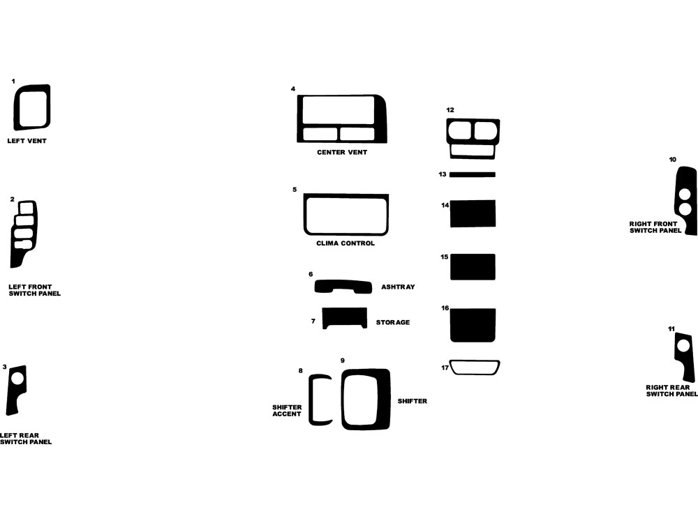 Jeep Grand Cherokee 1996-1998 Dash Kit Diagram