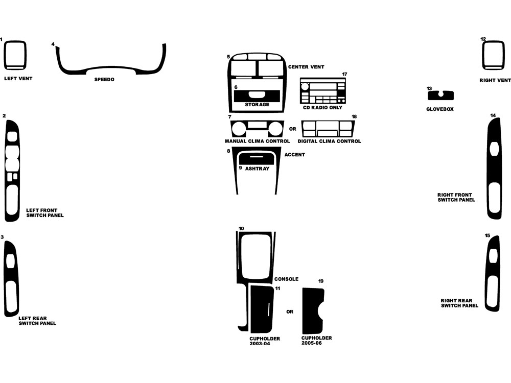 Kia Optima 2003-2006 Dash Kit Diagram