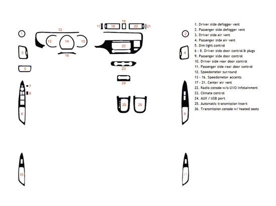 Kia Rio 2012-2017 Dash Kit Diagram