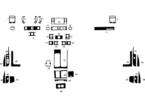 Land Rover Range Rover 2007-2009 Dash Kit Diagram