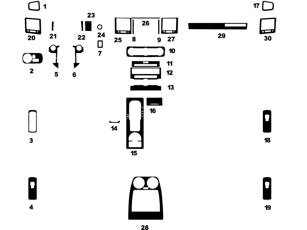 Land Rover Range Rover Sport 2010-2013 Dash Kit Diagram