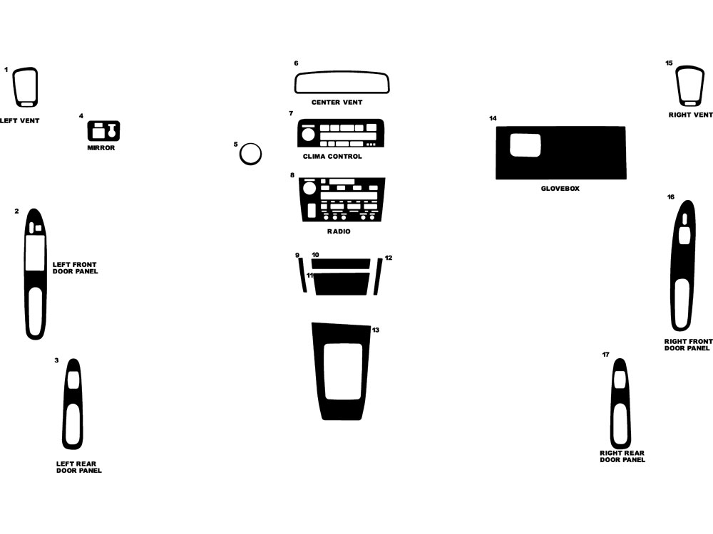 Lexus ES 1994-1996 Dash Kit Diagram