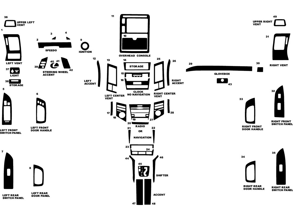 Lexus RX 2004-2009 Dash Kit Diagram