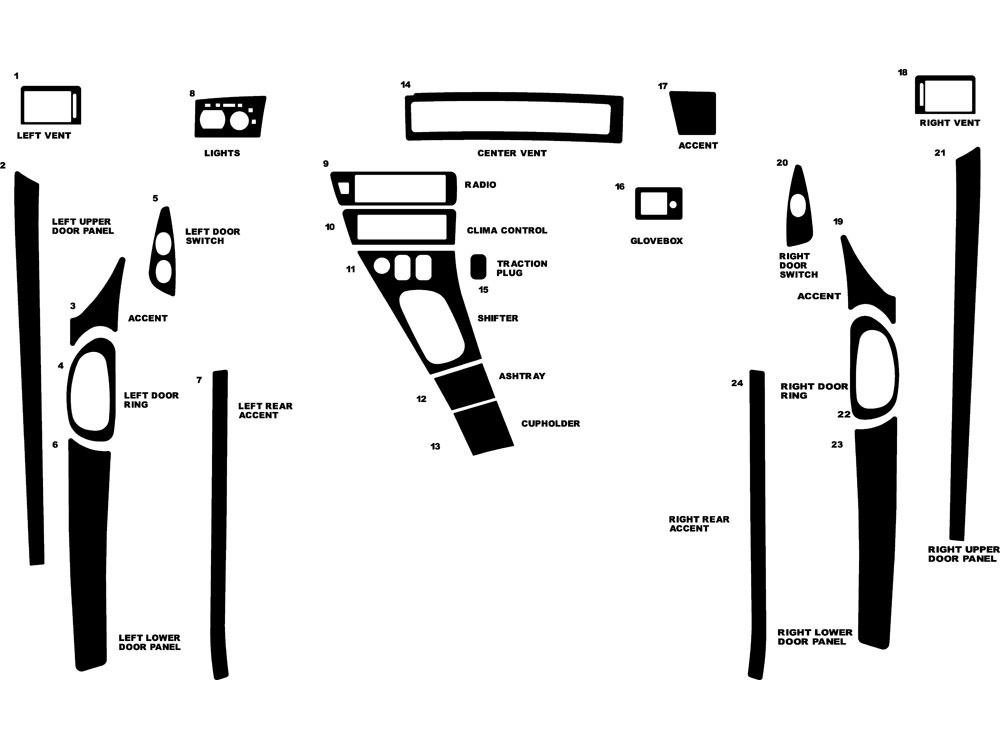 Lincoln Mark VIII 1993-1996 Dash Kit Diagram