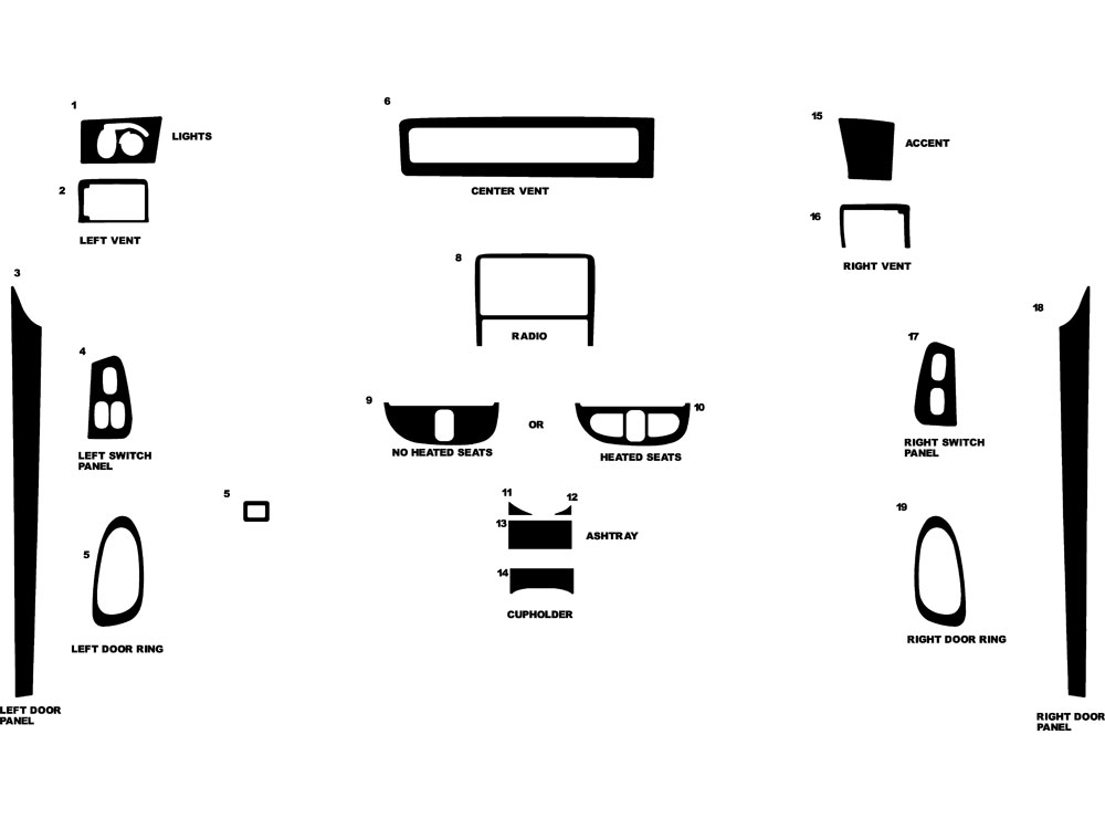 Lincoln Mark VIII 1997-1998 Dash Kit Diagram