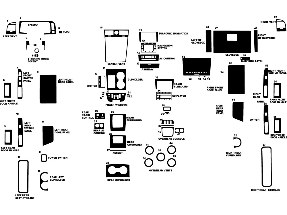 Lincoln Navigator 2003-2004 Dash Kit Diagram