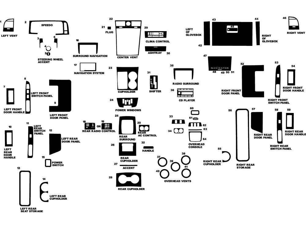 Lincoln Navigator 2005-2006 Dash Kit Diagram