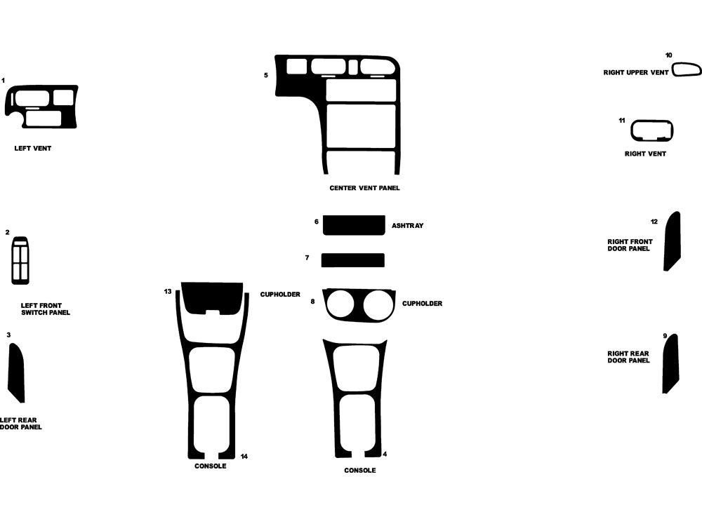 Mazda 626 1995-1997 Dash Kit Diagram