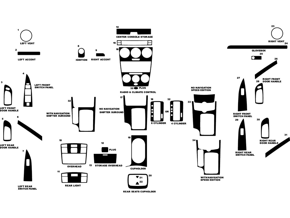 Mazda Mazda6 2006-2008 Dash Kit Diagram