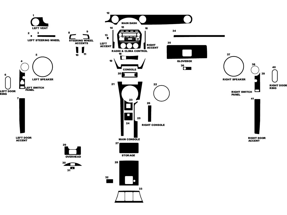 Mazda MX-5 Miata 2006-2008 Dash Kit Diagram