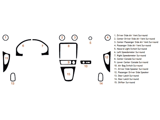 Mazda MX-5 Miata 1999-2000 Dash Kit Diagram