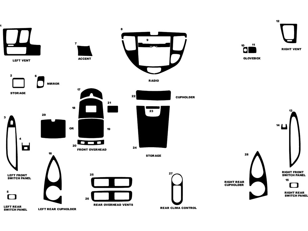 Mazda MPV 2000-2006 Dash Kit Diagram