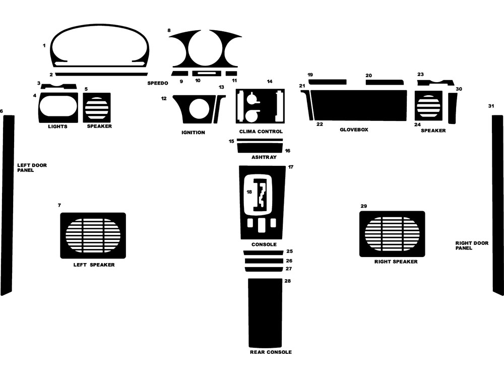 Mercedes-Benz 400-Class 1973-1978 Dash Kit Diagram