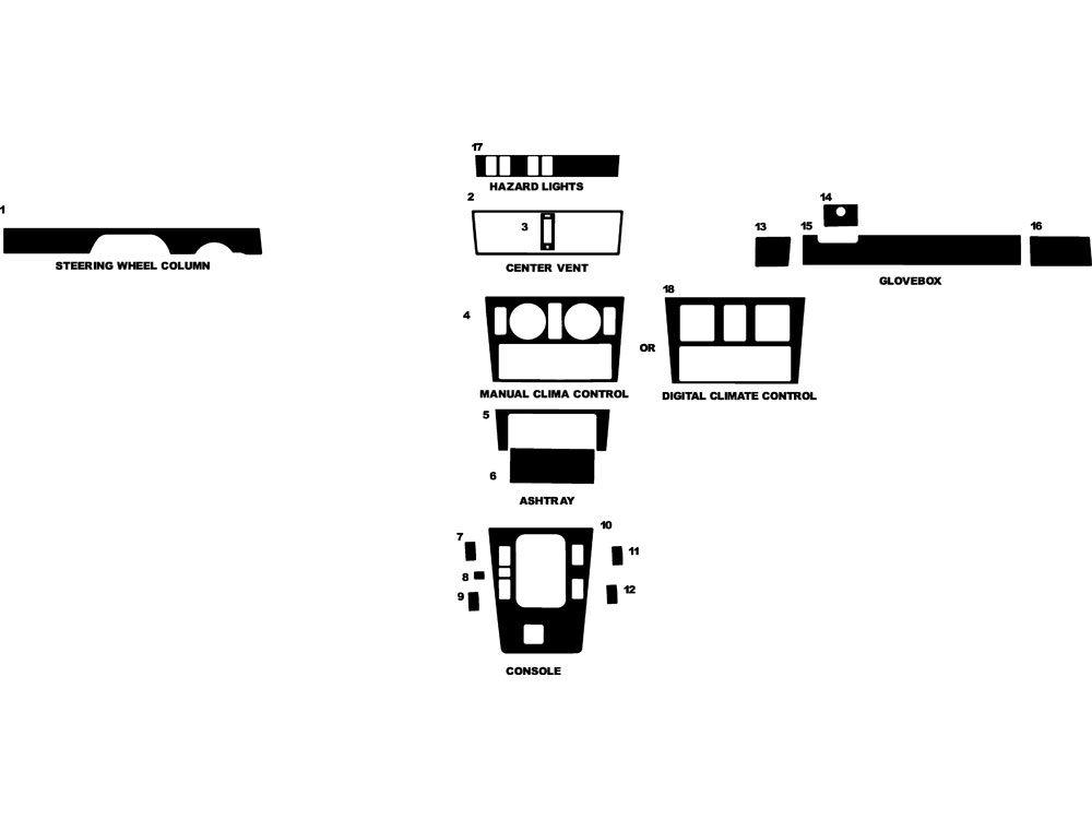 Mercedes-Benz C-Class 1994-1997 Dash Kit Diagram