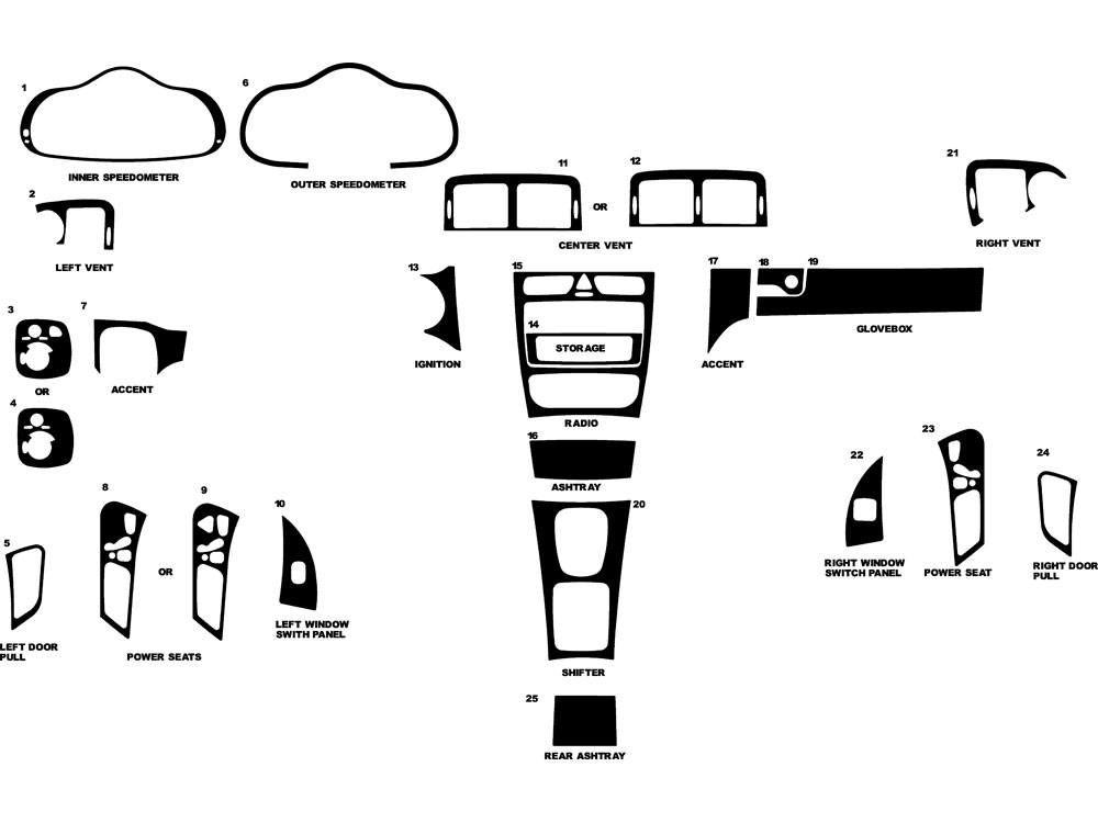 Mercedes-Benz C-Class 2002-2004 (Coupe) Dash Kit Diagram