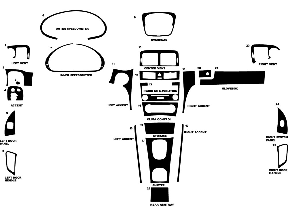 Mercedes-Benz C-Class Coupe  2005 Dash Kit Diagram