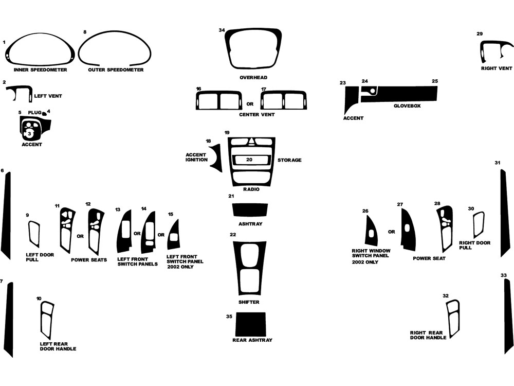 Mercedes-Benz C-Class Sedan 2002-2004 Dash Kit Diagram