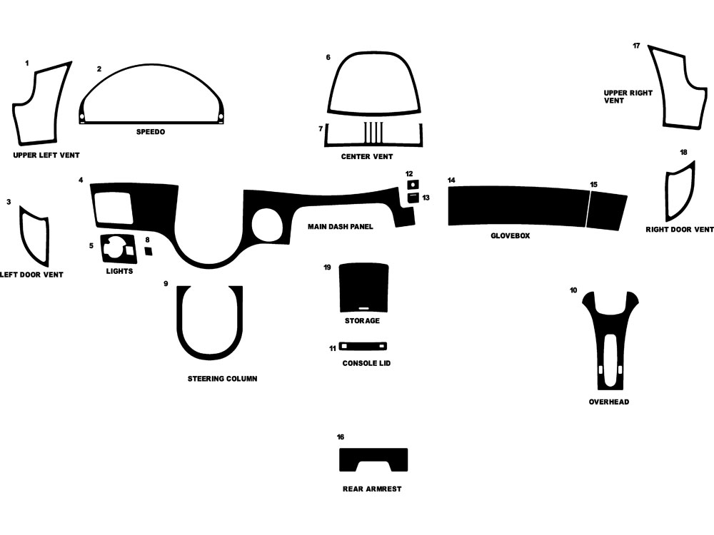 Mercedes-Benz CL-Class 2000-2005 Dash Kit Diagram