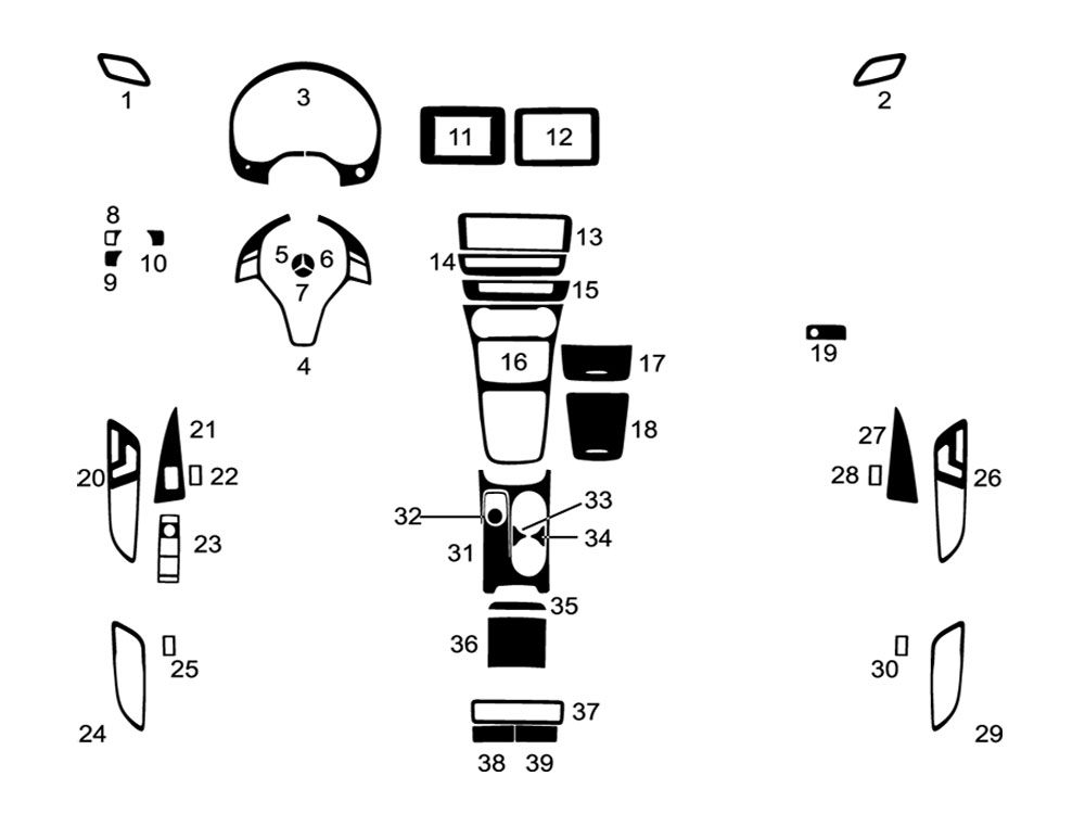 Mercedes-Benz GLA-Class 2015-2018 Dash Kit Diagram