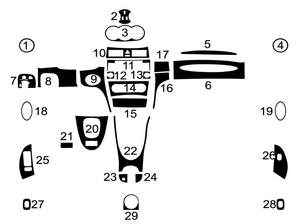 Mercedes-Benz CLK-Class 2003 Dash Kit Diagram