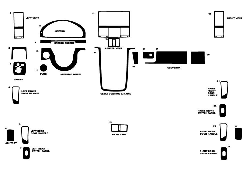 Mercedes-Benz G-Class 2002-2019 Dash Kit Diagram