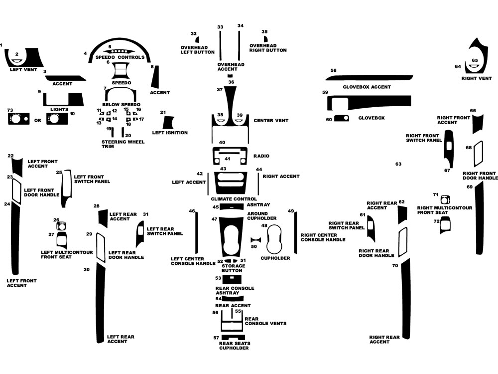 Mercedes-Benz ML-Class 2006-2011 Dash Kit Diagram