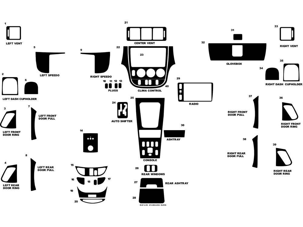 Mercedes-Benz ML-Class 1998-1999 Dash Kit Diagram