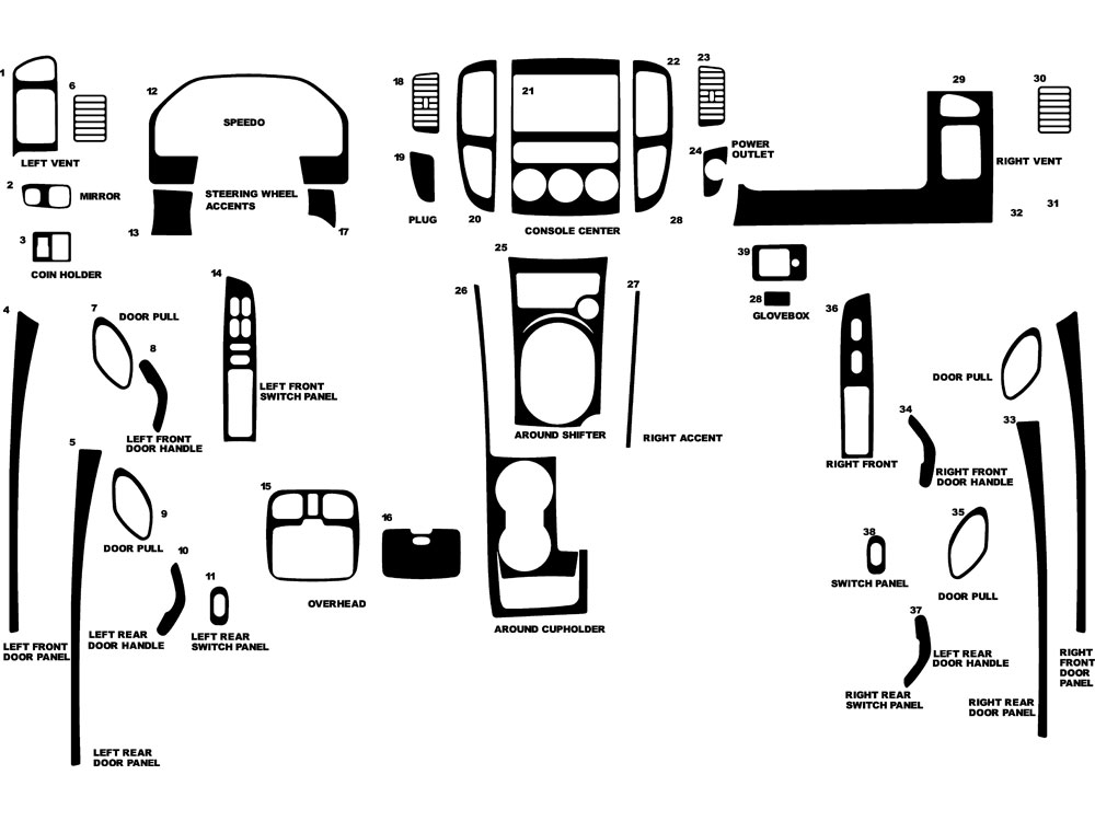 Mercury Mariner 2005-2007 Dash Kit Diagram