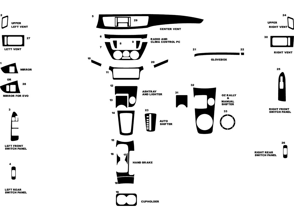 Mitsubishi Lancer 2002-2006 Dash Kit Diagram