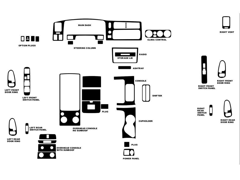 Mitsubishi Montero Sport 2000-2004 Dash Kit Diagram