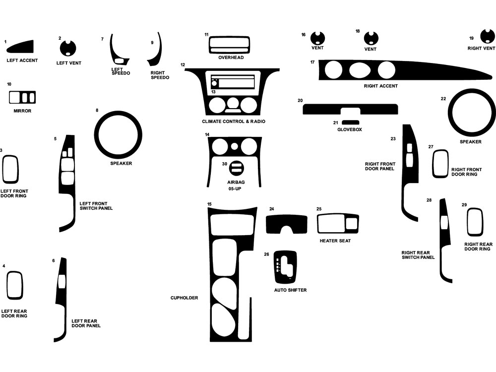 Mitsubishi Outlander 2003-2007 Dash Kit Diagram