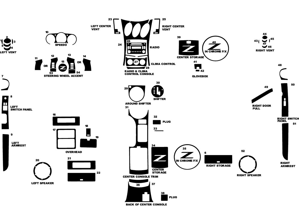 Nissan 350Z 2006-2009 Dash Kit Diagram