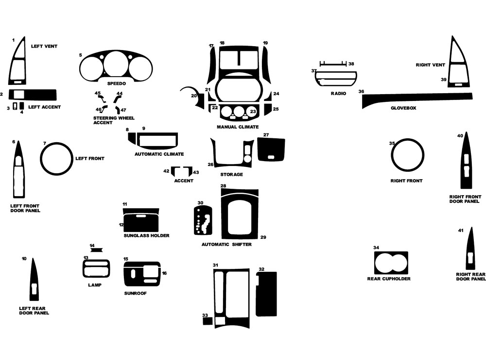 Nissan Altima 2002-2004 Dash Kit Diagram