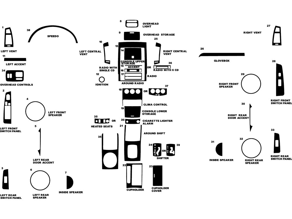 Nissan Altima 2005-2006 Dash Kit Diagram