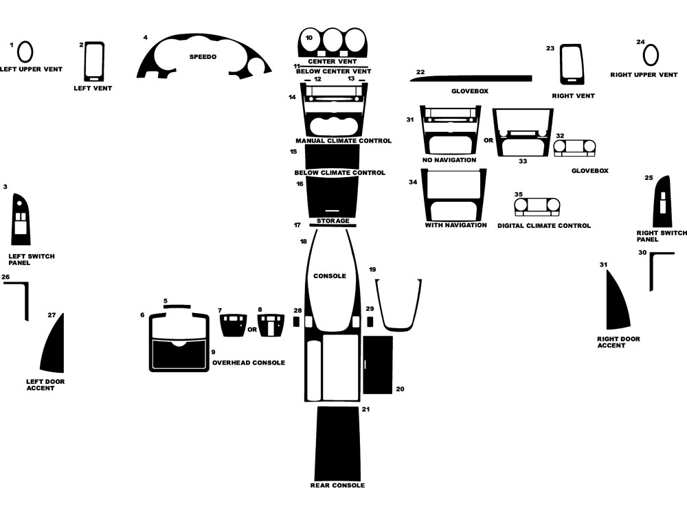 Nissan Altima Coupe 2007-2013 Dash Kit Diagram